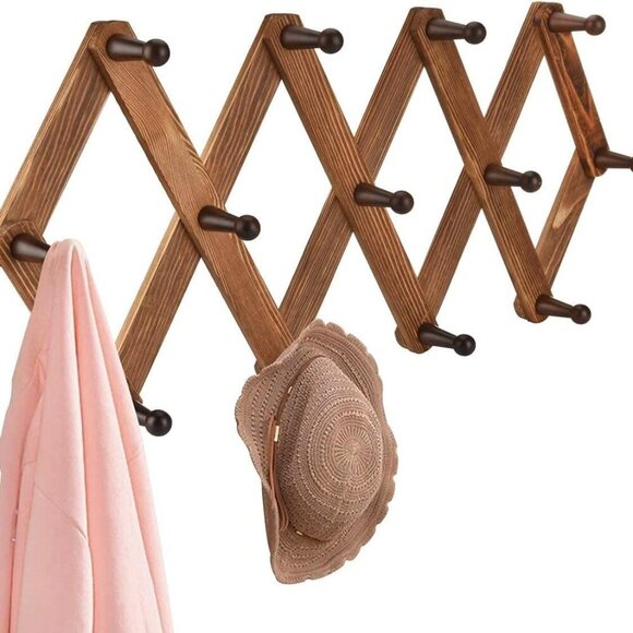 Other - Vintage Wood Expandable Peg Rack- Multi-Purpose Accordion Wall Hangers with 13 H